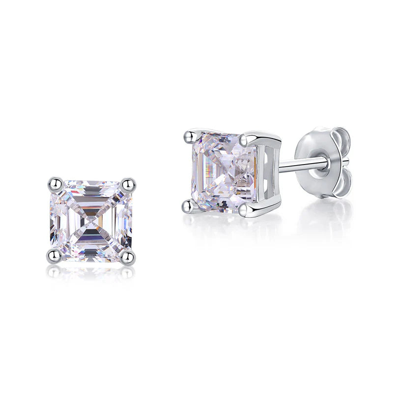 1 Ct Asscher Cut Created Diamond Stud Earrings 925 Sterling Silver