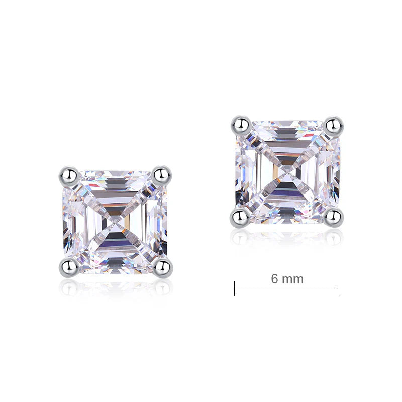 1 Ct Asscher Cut Created Diamond Stud Earrings 925 Sterling Silver