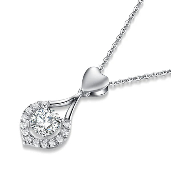 Heart Tear Drop Pendant Necklace
