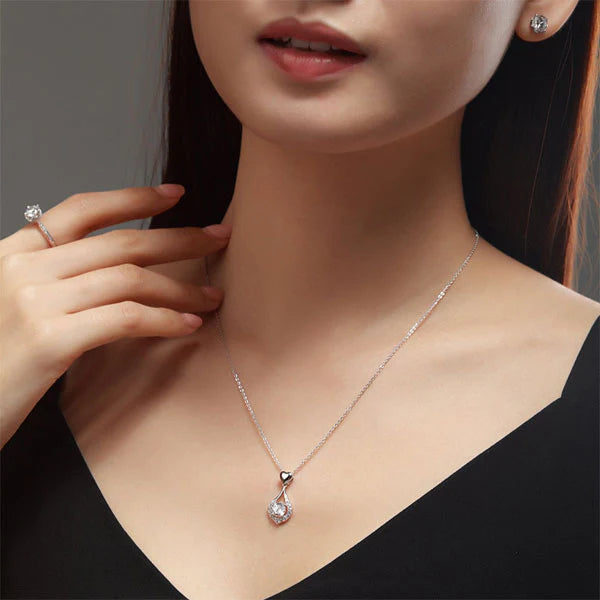 Heart Tear Drop Pendant Necklace