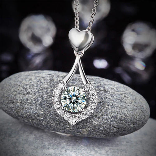 Heart Tear Drop Pendant Necklace