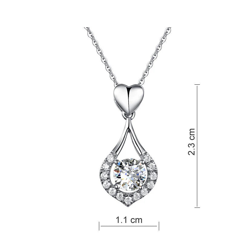 Heart Tear Drop Pendant Necklace