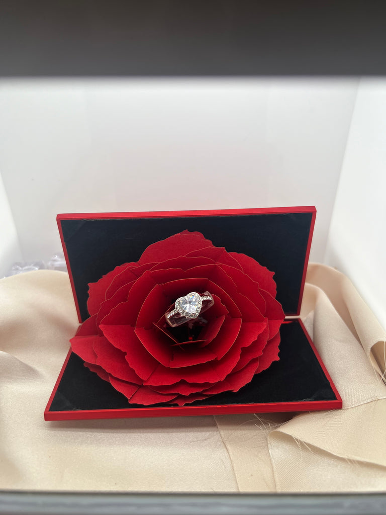 Red Rose Ring Box + Heart Promise Ring