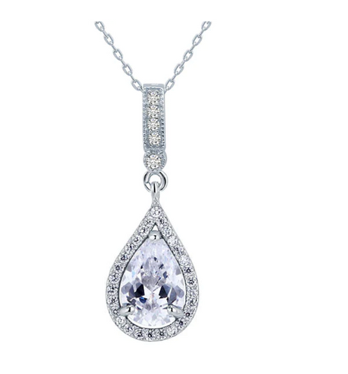 Teardrop Diamond Solitaire Pendant Necklace 2.0