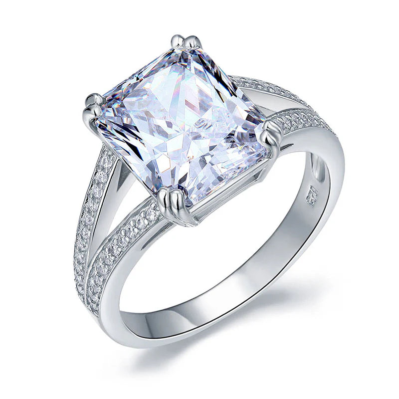 Solid 925 Sterling Silver Luxury Ring Anniversary 6 Carat Created Diamante