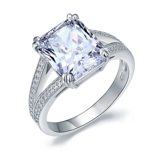 Solid 925 Sterling Silver Luxury Ring Anniversary 6 Carat Created Diamante