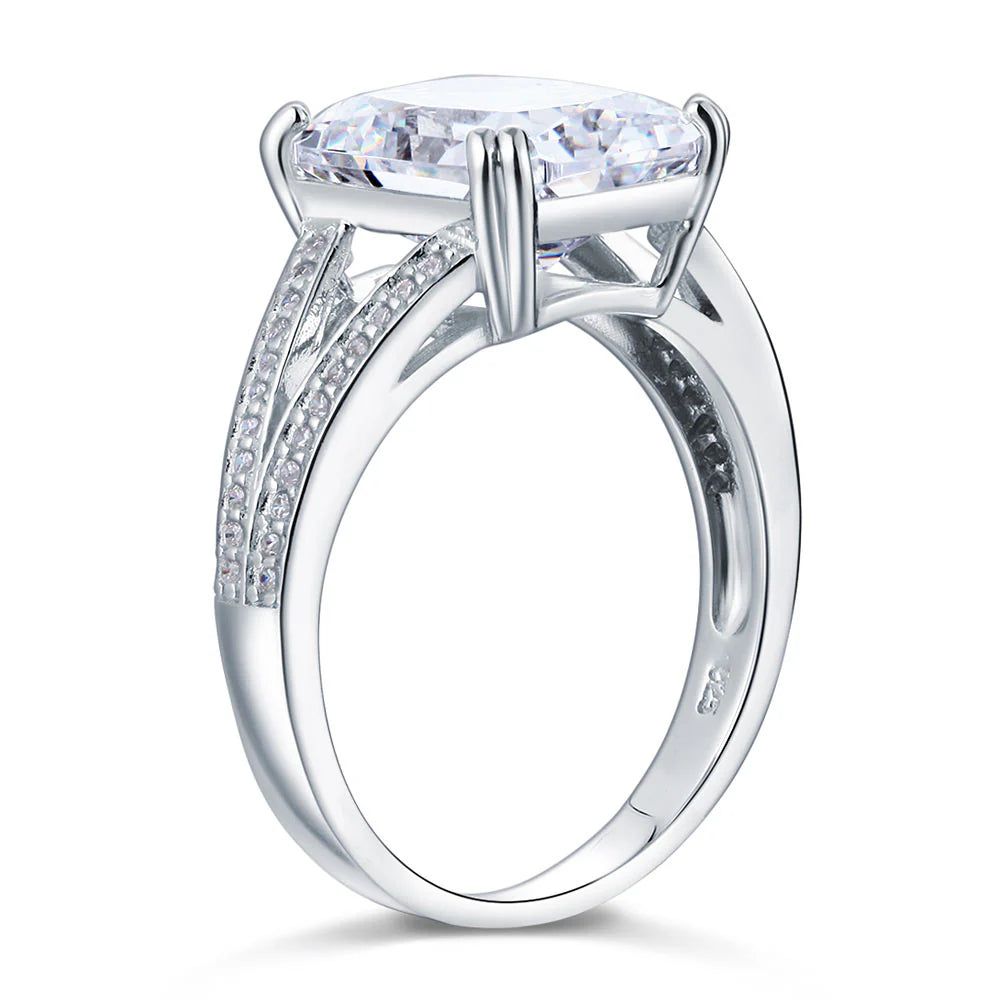 Solid 925 Sterling Silver Luxury Ring Anniversary 6 Carat Created Diamante