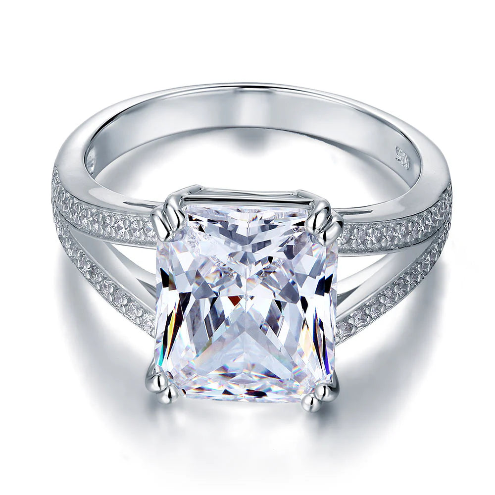 Solid 925 Sterling Silver Luxury Ring Anniversary 6 Carat Created Diamante
