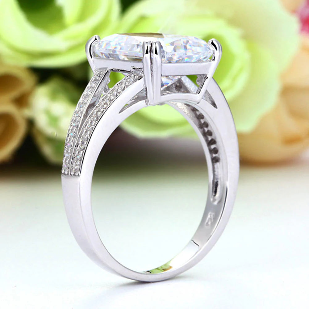 Solid 925 Sterling Silver Luxury Ring Anniversary 6 Carat Created Diamante