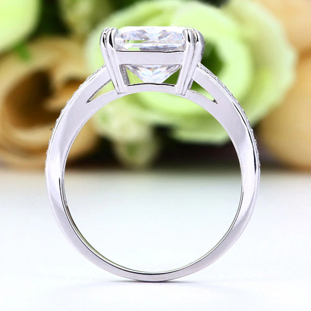 Solid 925 Sterling Silver Luxury Ring Anniversary 6 Carat Created Diamante