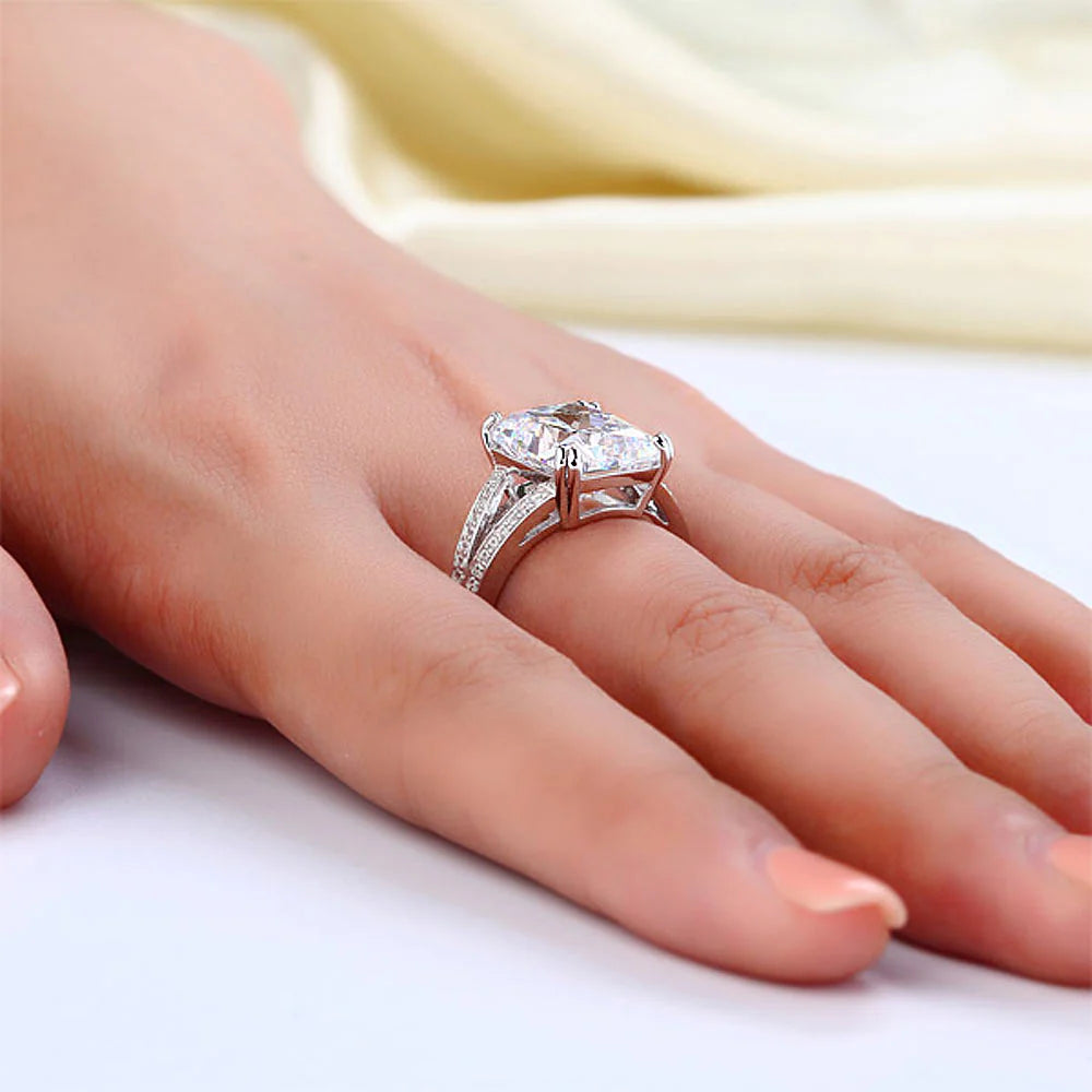 Solid 925 Sterling Silver Luxury Ring Anniversary 6 Carat Created Diamante