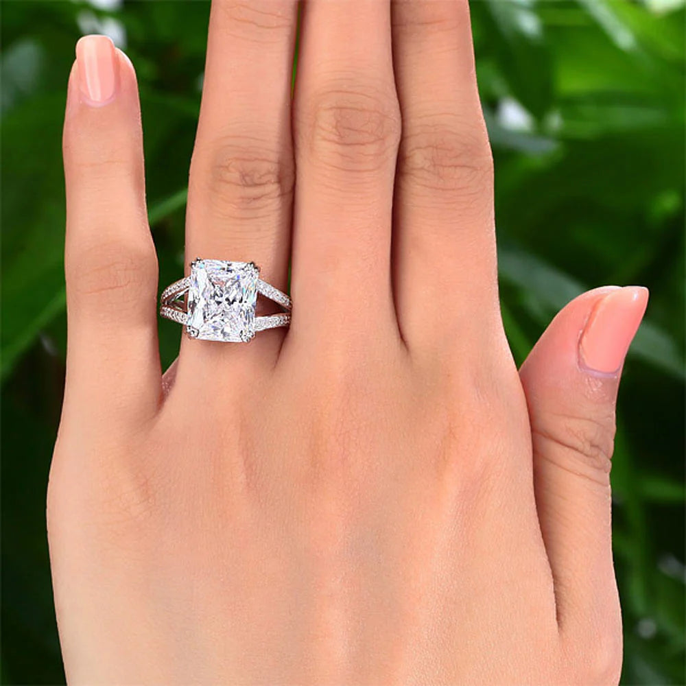 Solid 925 Sterling Silver Luxury Ring Anniversary 6 Carat Created Diamante
