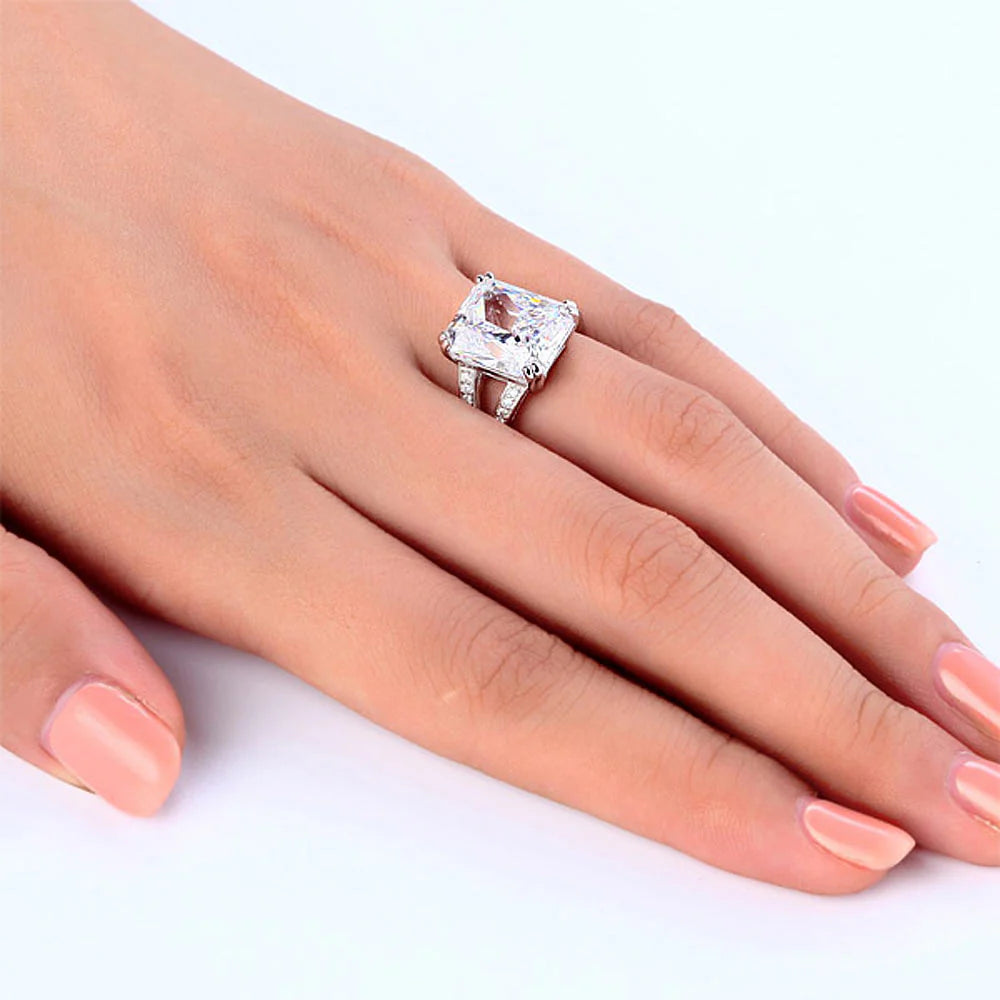 Solid 925 Sterling Silver Luxury Ring Anniversary 6 Carat Created Diamante