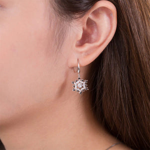 Sofia Snowflake Dancing Stone Dangle Drop Earrings