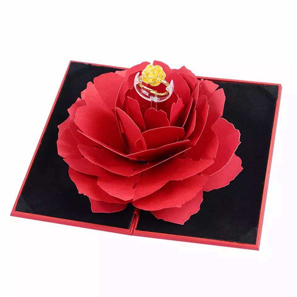 Red Rose Ring Box + Heart Promise Ring