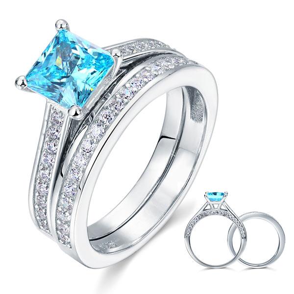Princess-Cut Blue Ring