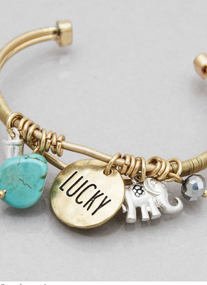 Elephant Lucky Charm Cuff Bracelet