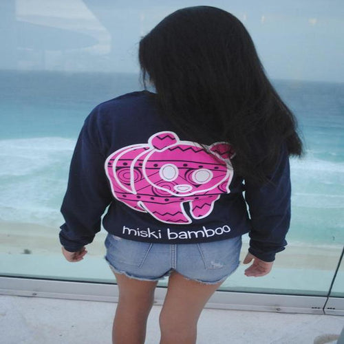 NAVY PINK AZTEC PRINT LONG SLEEVE