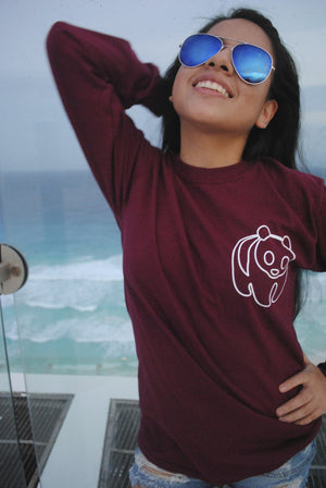 MAROON WHITE PRINT LONG SLEEVE