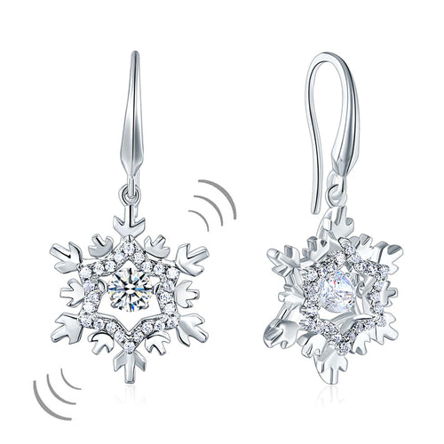 Sofia Snowflake Dancing Stone Dangle Drop Earrings