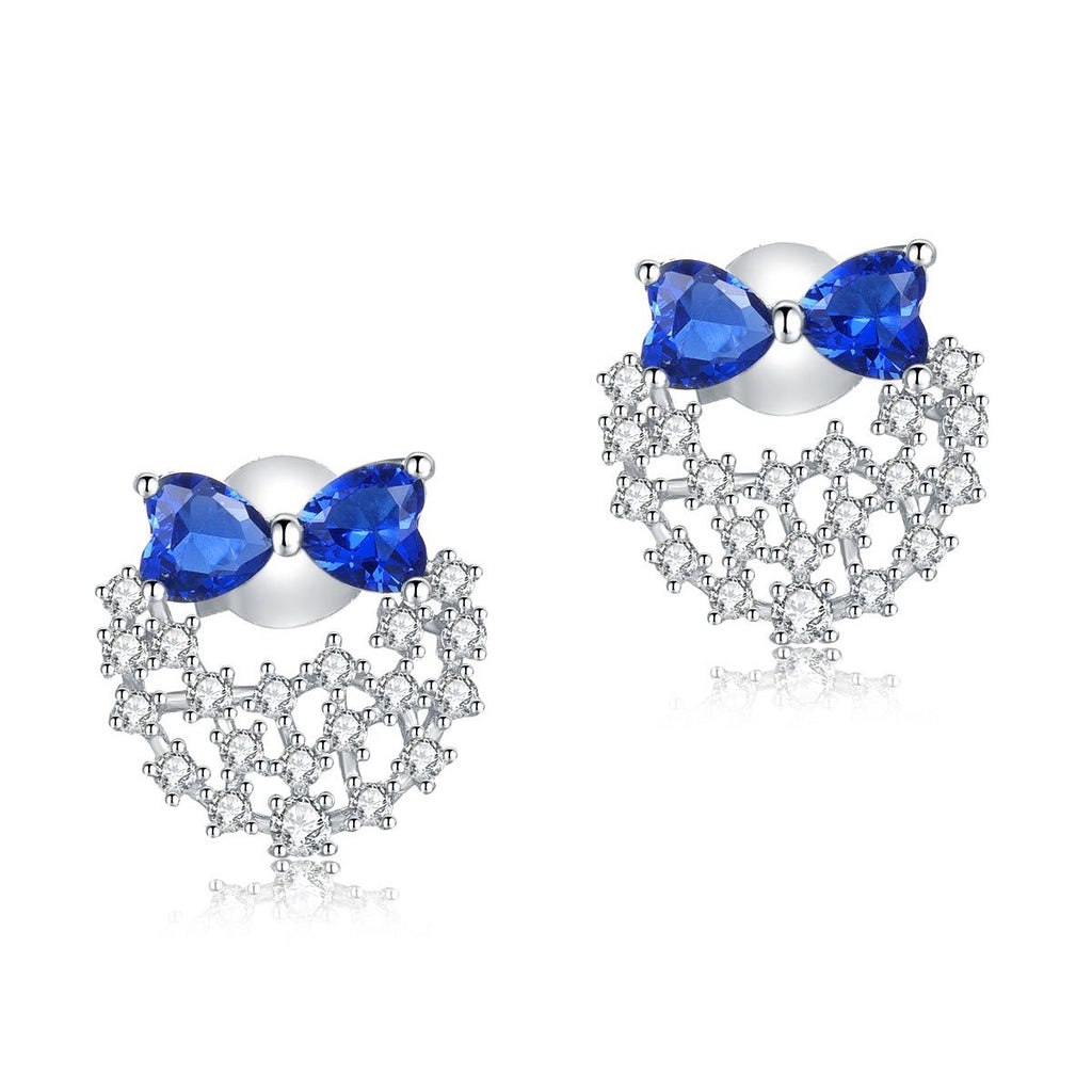 Blue Bow Earrings