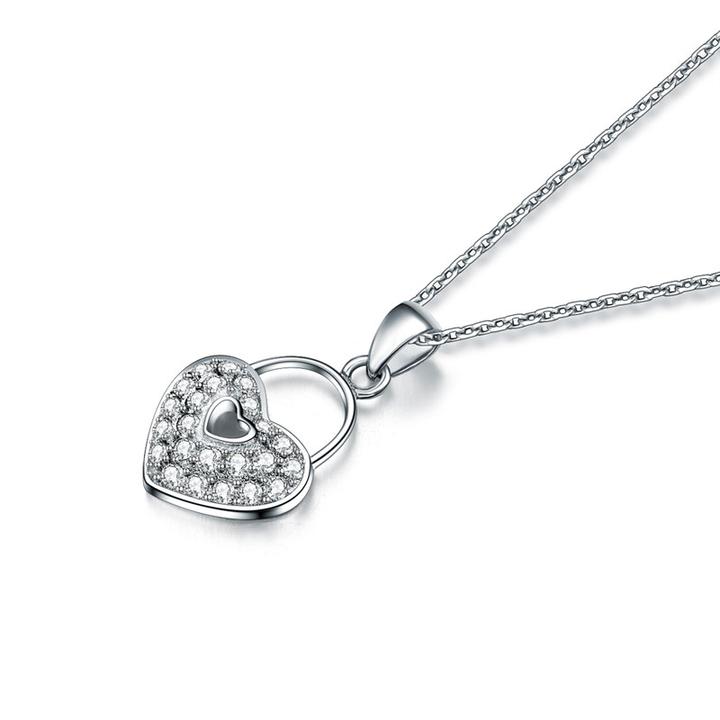 Diamond Heart Lock Necklace