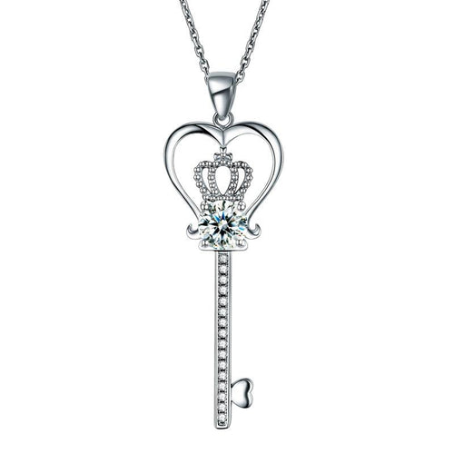 Heart Crown Key Necklace