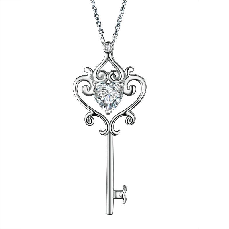 Cursive Diamond Key Necklace