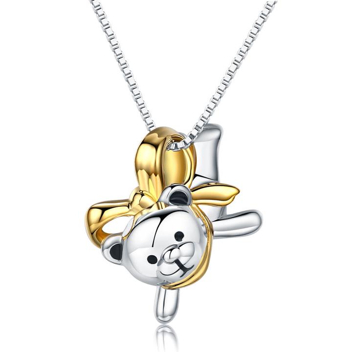 Adventurous Gold Bow Bear Necklace