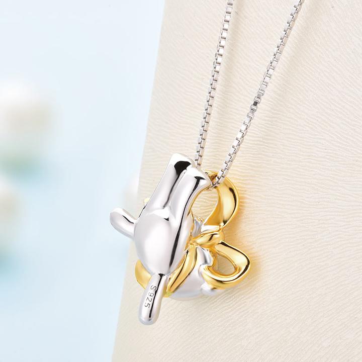 Adventurous Gold Bow Bear Necklace
