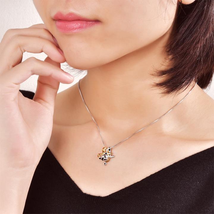 Adventurous Gold Bow Bear Necklace