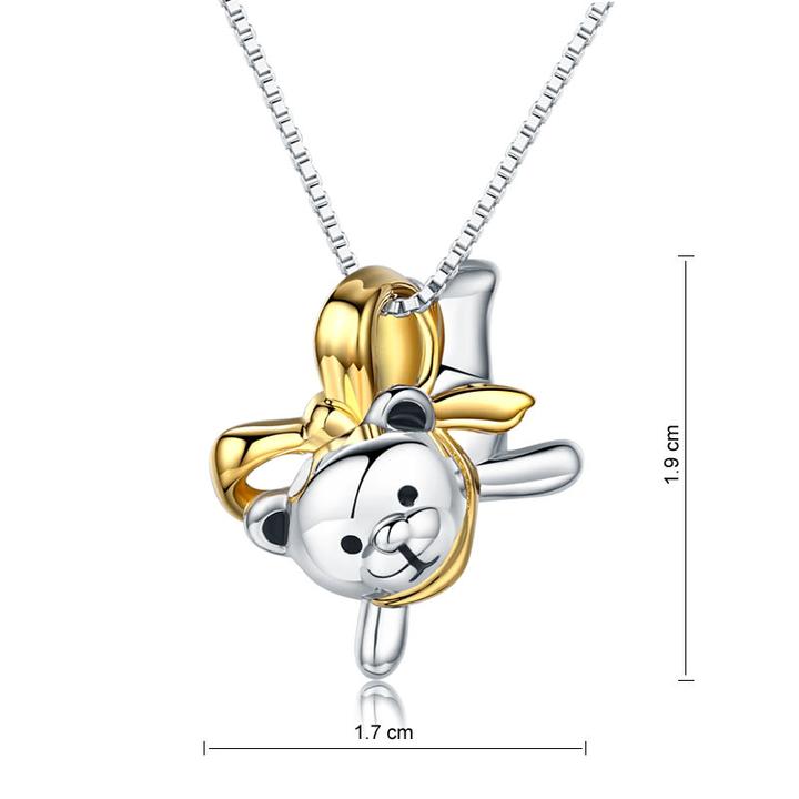 Adventurous Gold Bow Bear Necklace