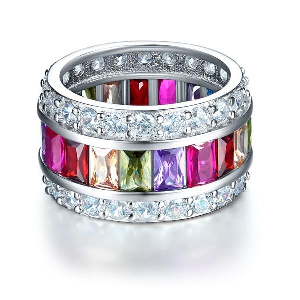 Multi-Color Silver Ring