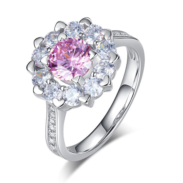 Pink Stone Snowflake Engagement Ring