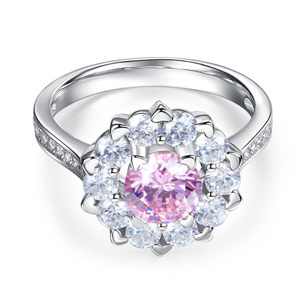 Pink Stone Snowflake Engagement Ring