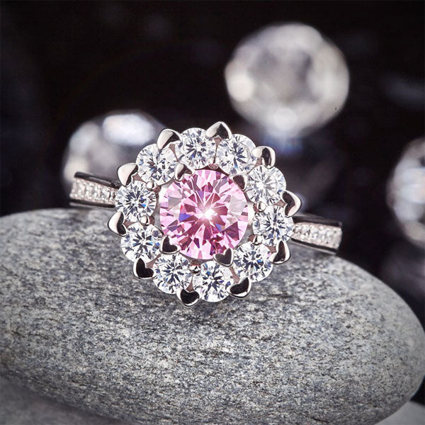 Pink Stone Snowflake Engagement Ring