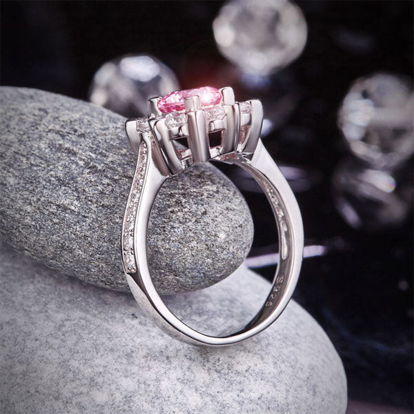 Pink Stone Snowflake Engagement Ring