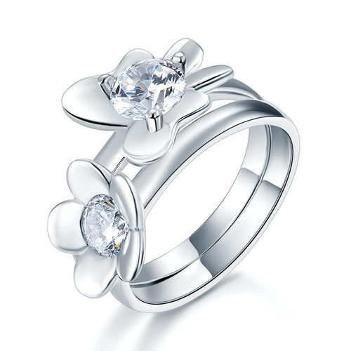 2-Pcs Butterfly Flower Ring Set