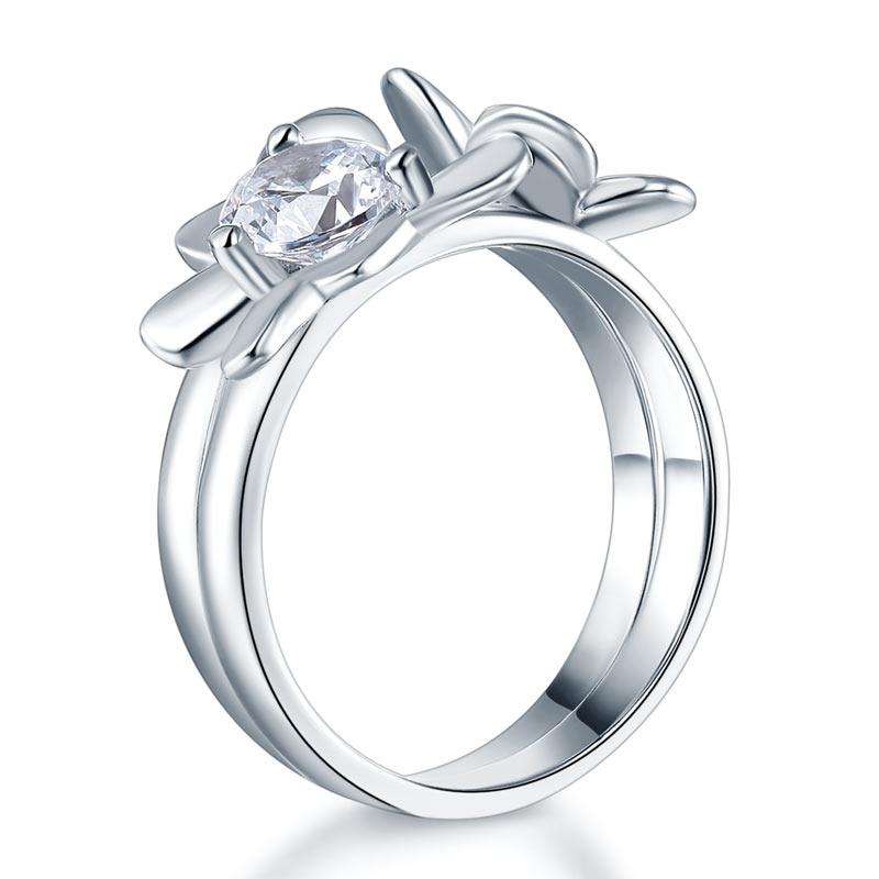 2-Pcs Butterfly Flower Ring Set