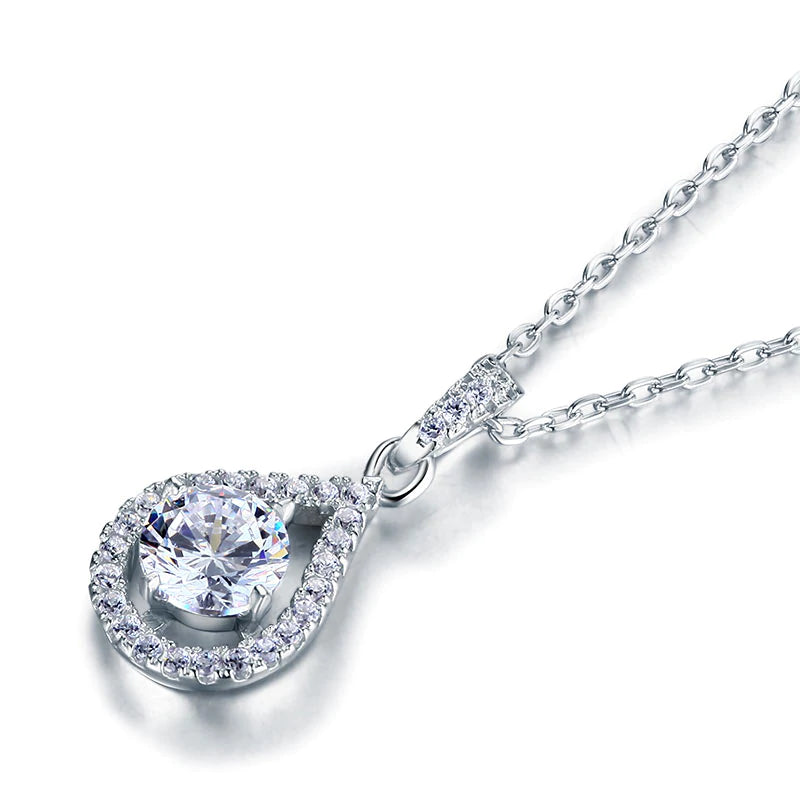 Teardrop Diamond Solitaire Pendant Necklace