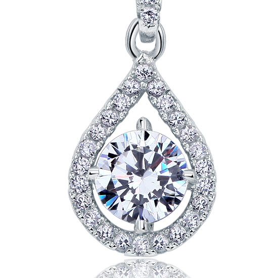 Teardrop Diamond Solitaire Pendant Necklace