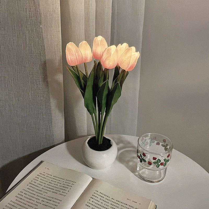 LED Tulip Night Light Flower Table Lamp