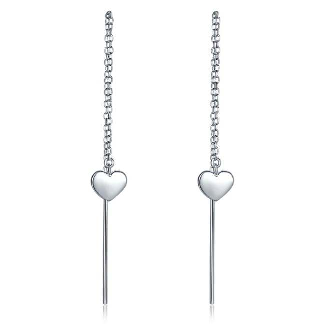 Heart Dangle Drop One Line Classy Earrings