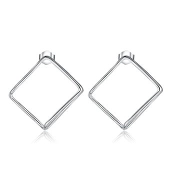 Fashionable Cube Stud Silver Earrings.