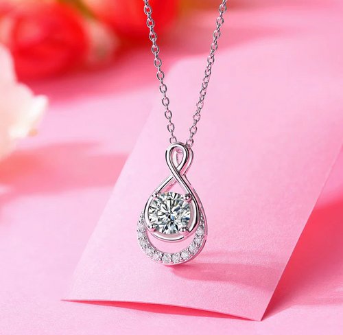 Classy Diamond Infinity Pendant Necklace