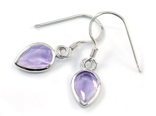 Purple Pear Dangle Earrings.