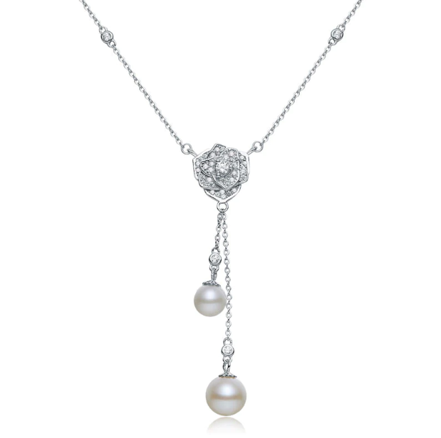 Elegant Rose Pearl Necklace