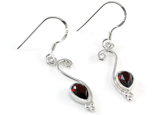 Dark Red Garnet Fashionable Dangle Fine Earrings