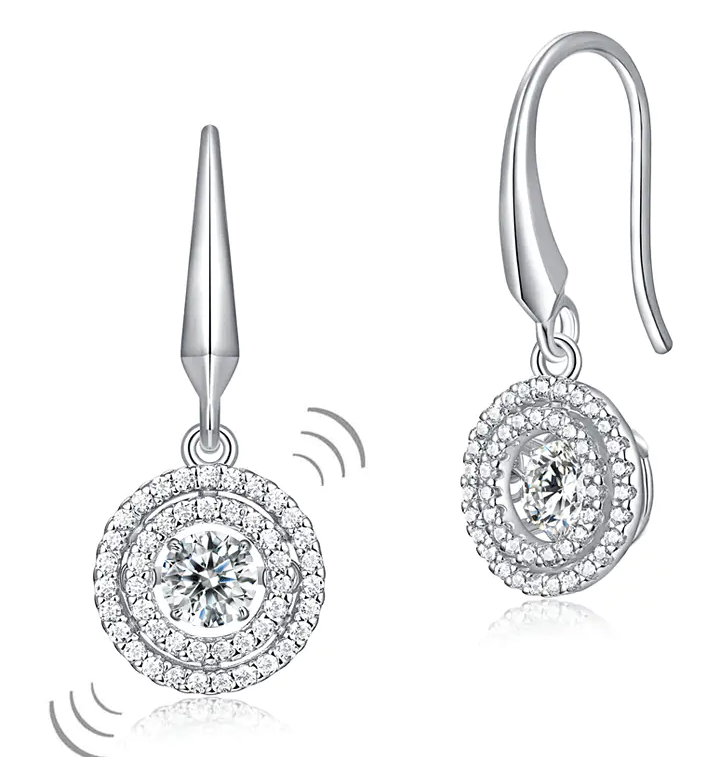 Stylish Halo Hook Dancing Stone Dangle Earrings