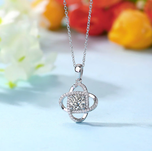 Elegant Diamond Flower Pendant Necklace